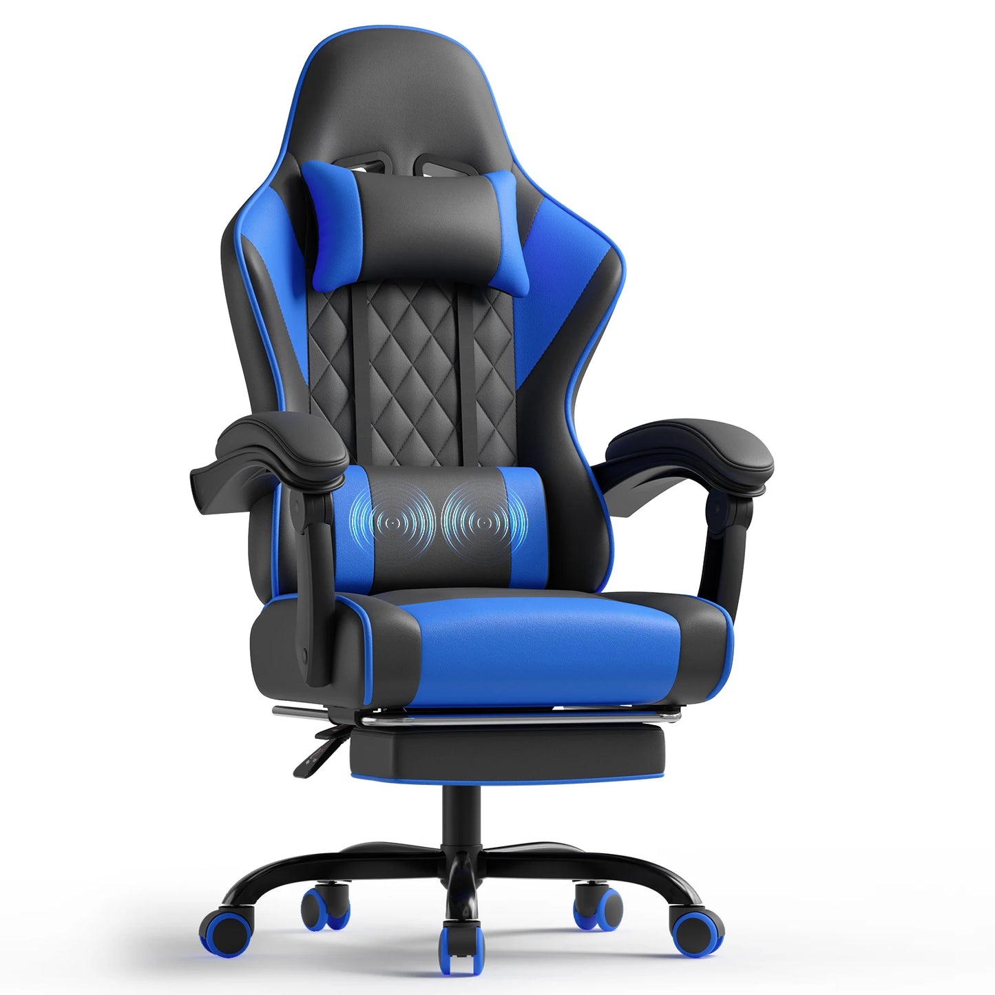 HOMALL Ergonomic Massage Gaming Chair with Adjustable Height, Lumbar Support, Headrest, Reclining Swivel Office Chair with Footrest