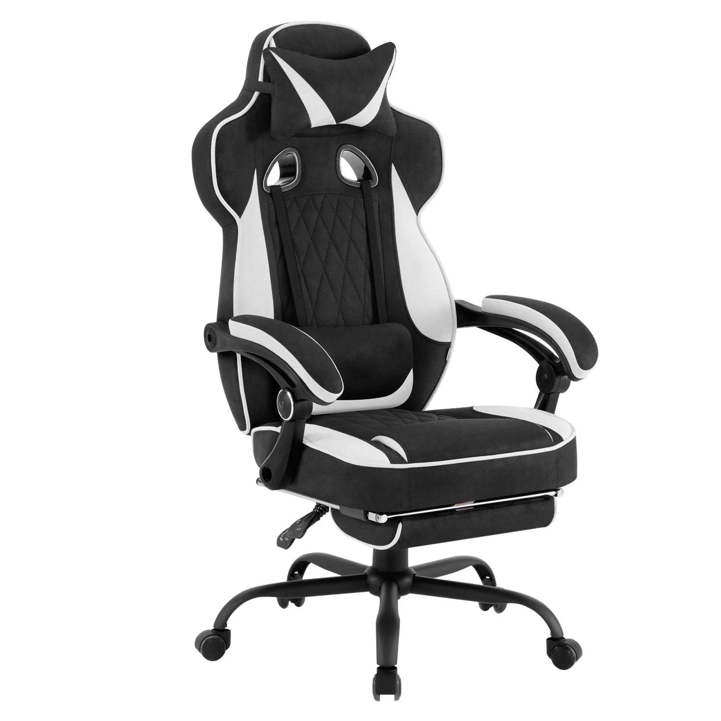 WOLTU Swivel Gaming Chair Ergonomic Office Chair with Footrest, Pocket Spring Cushion, Wide Seat, Adjustable Reclining Computer Chair