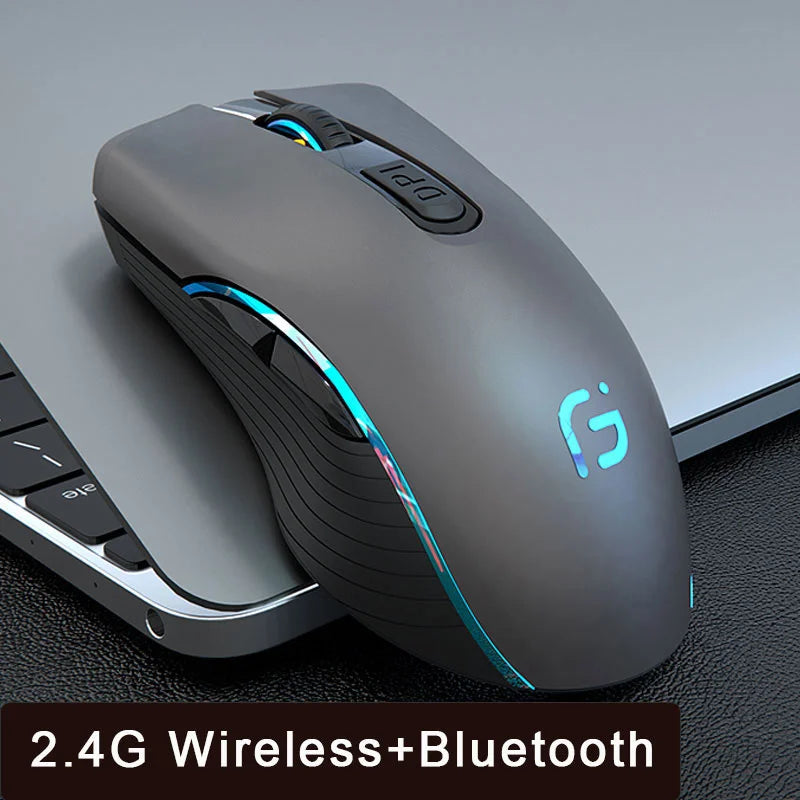 Rechargeable Wireless Bluetooth Mouse, Silent Ergonomic Wireless Mouse with 2400 DPI for Laptop, MacBook, iPad, Tablet, PC & Office