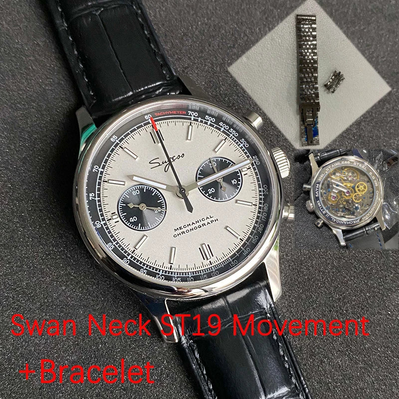 Limited Edition Official Pilot Mechanical Watch Chronograph ST19 Original Military 40MM Men Wristwatch Mechanical Panda Watches