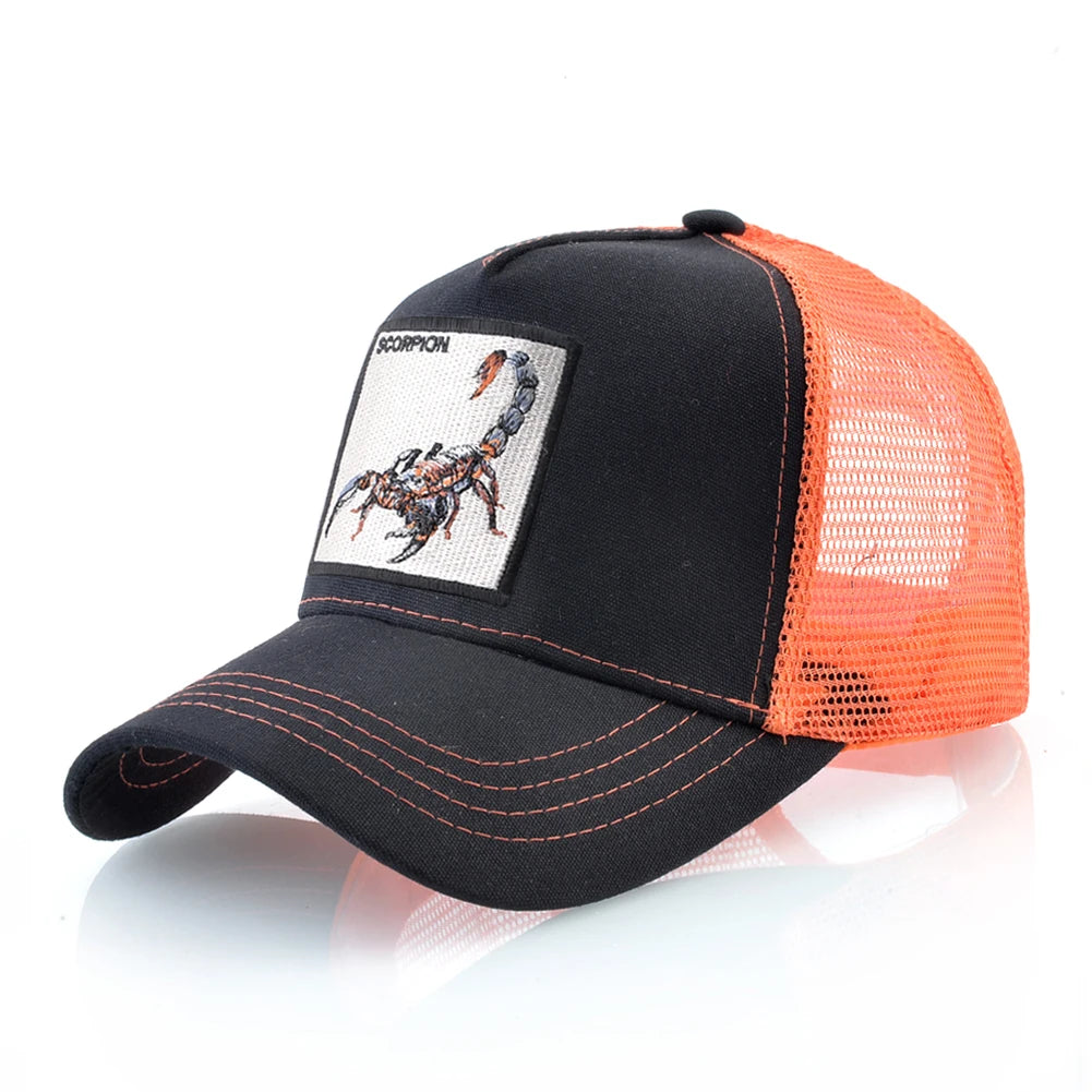 Streetwear Trucker Caps With Scorpion Patch Men's Snapback Hip Hop Baseball Cap For Women Four Seasons Fashion Casquette Hats