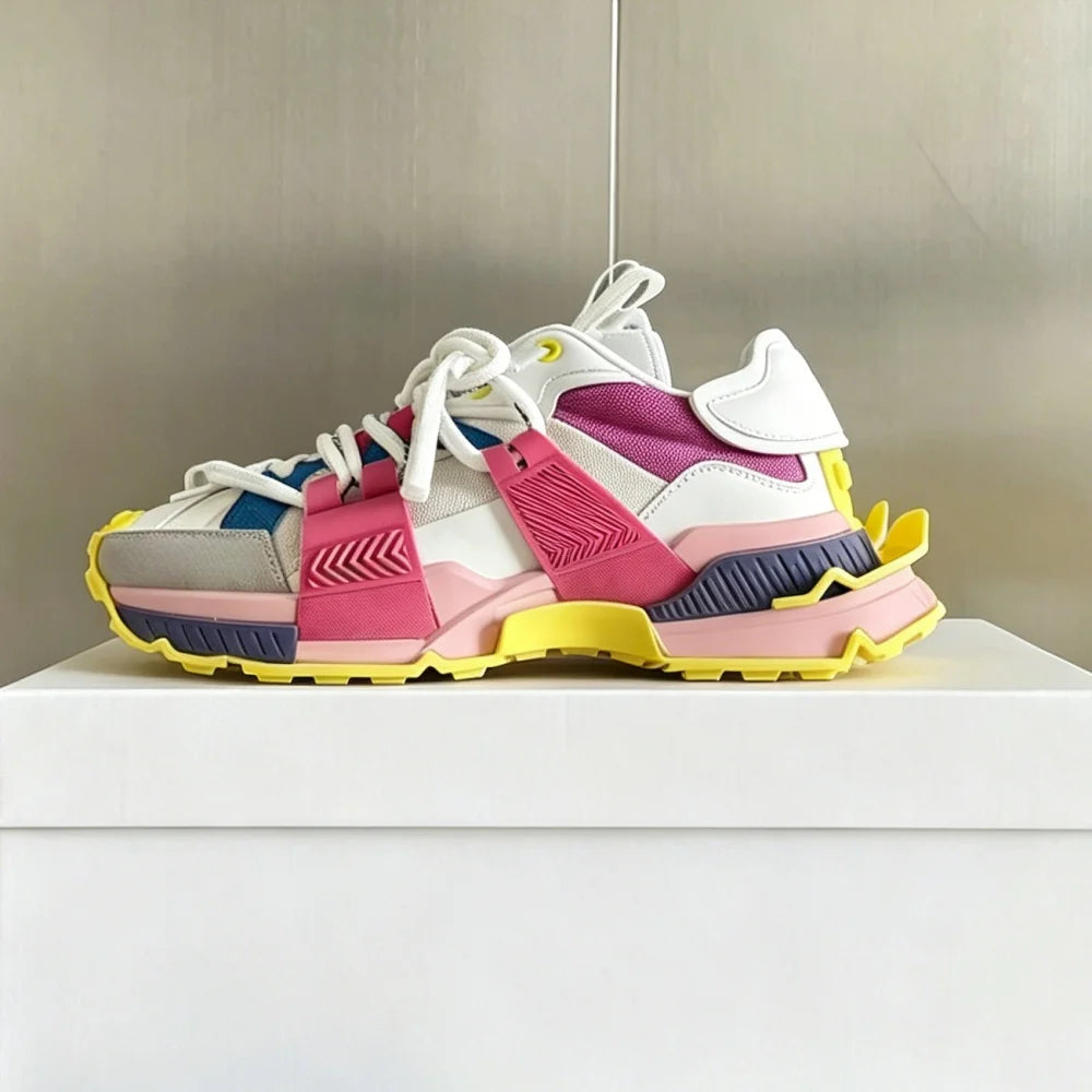 2026 Fashion Women Sneakers Size 35-46 High Quality Platform Sneaker Men Casual Shoes Sports Running Shoes Lace Up Patchwork