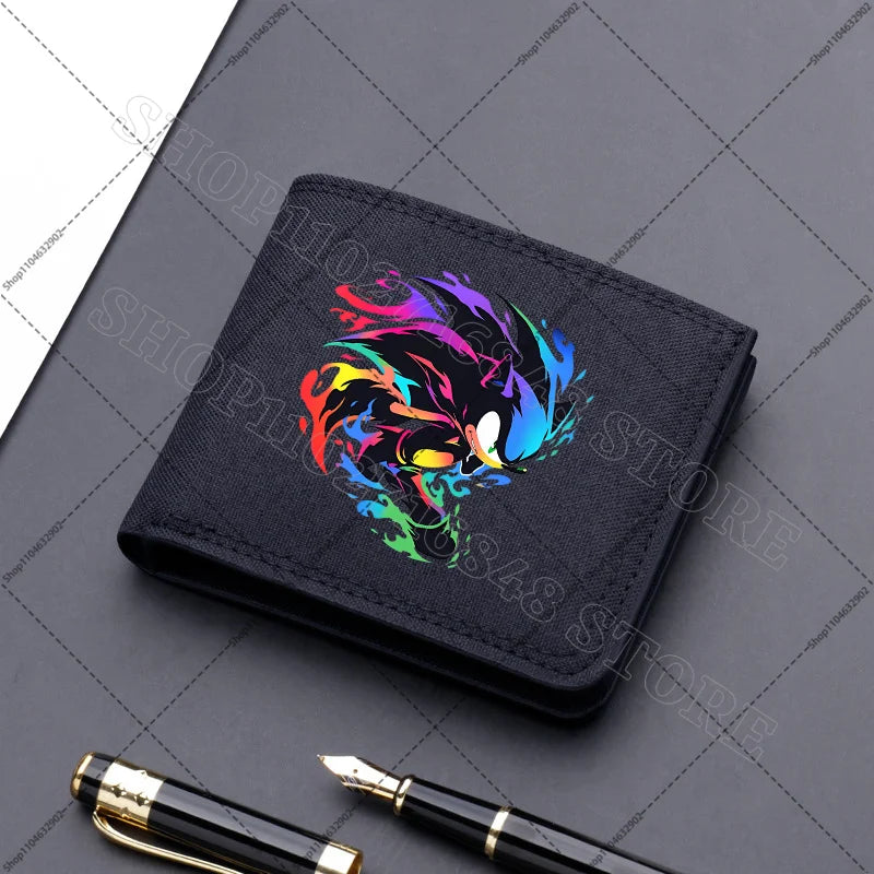 Sonics Mens Purses Men Wallets Cartoon Anime Graphic Print Cute Purse Portable Large Capacity Card Packs Birthday Party Gifts