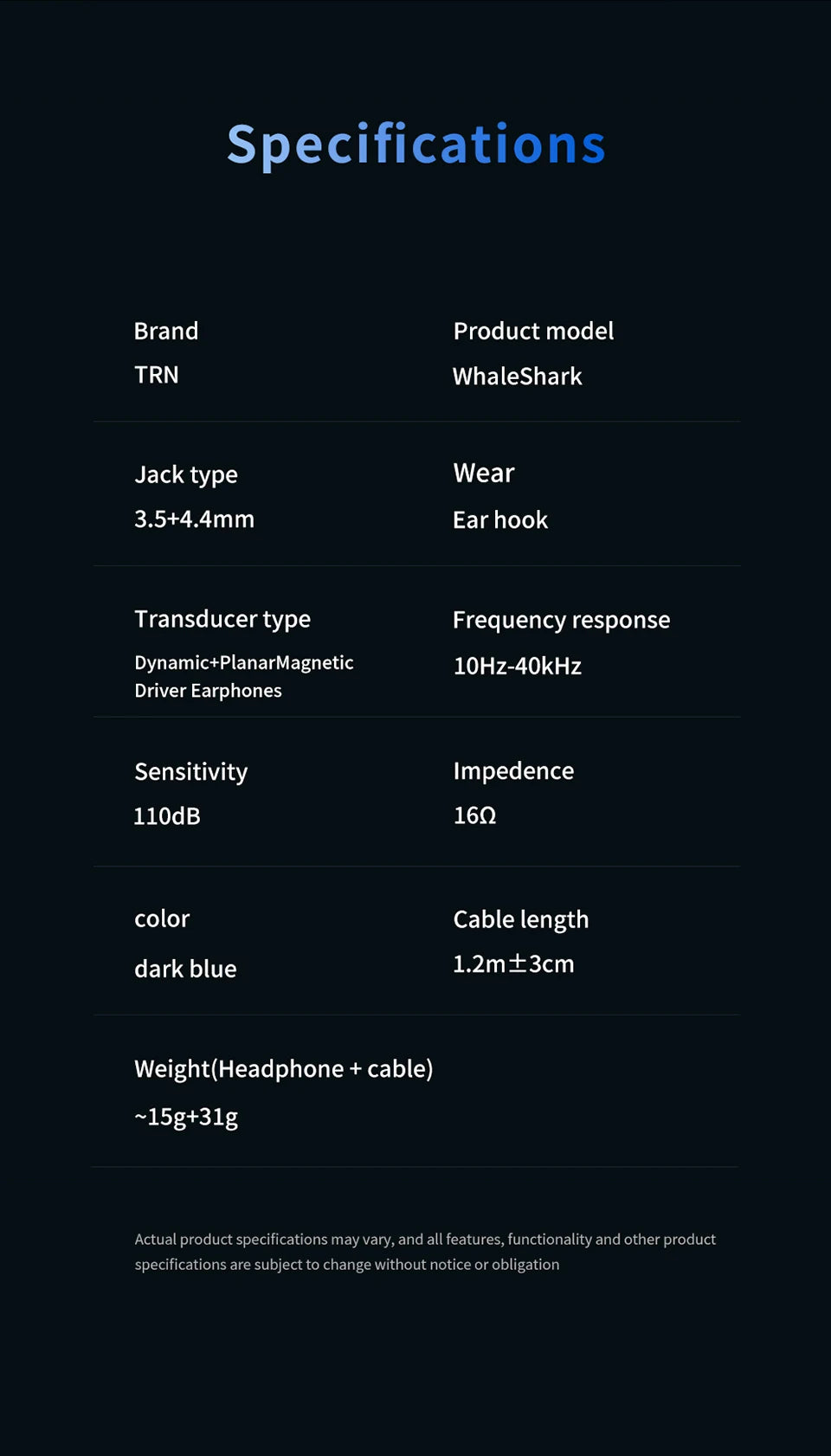 TRN Whale Shark Hybrid Earphones Triple Dynamic Driver + Planar In-Ear Monitors, HiFi Wired Hybrid Earphones with High Resolution Audio, Audiophile IEM Headphones