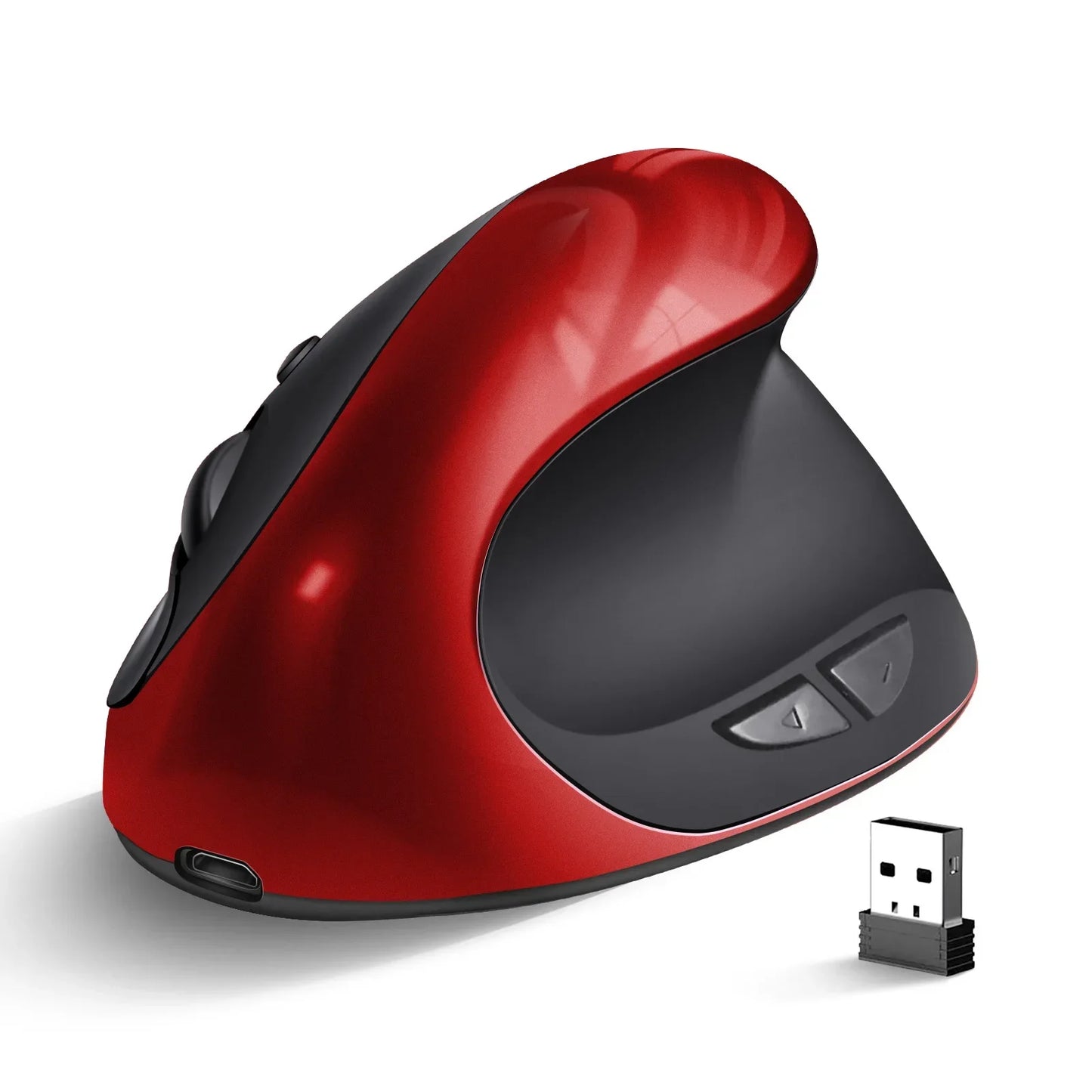 BTS-908 Ergonomic Wireless Vertical Mouse 2.4G USB Rechargeable Mouse with 1600 DPI Adjustable Sensitivity, 6 Buttons Computer Mouse