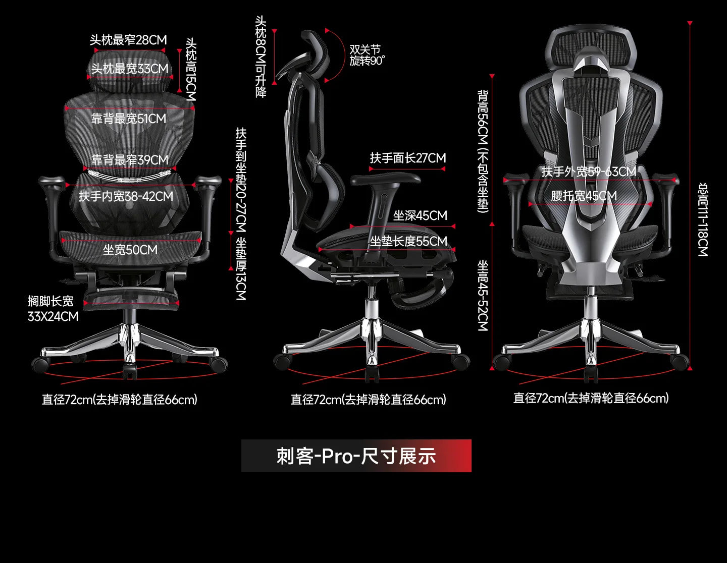 Ergonomic Office Chair with Wheels, Adjustable Desk Chair with Armrests, Comfortable Swivel Gaming Chair, Lumbar Support Executive Chair for Home Office