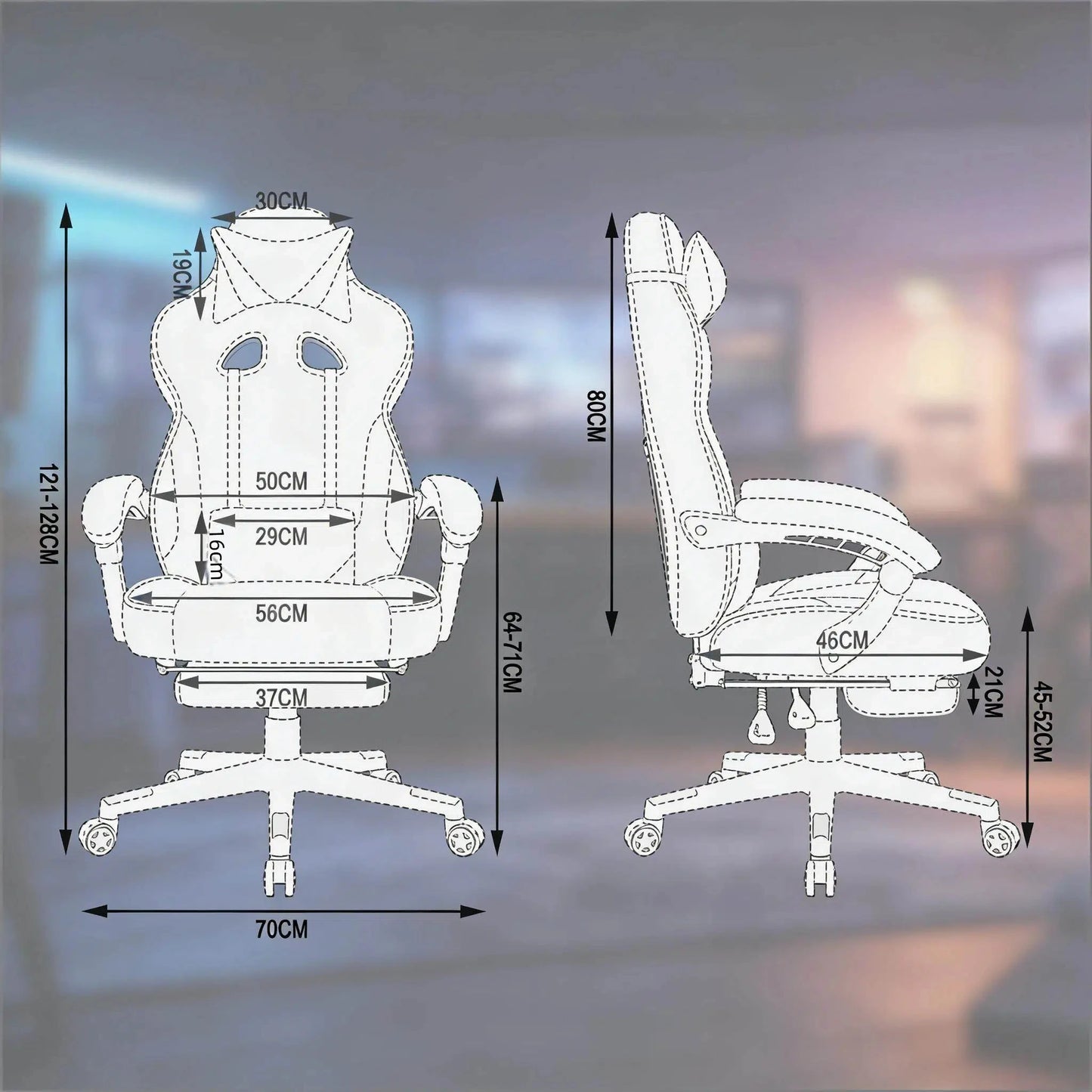 Stylish Ergonomic Gaming Office Chair with Footrest, Reclining Racing Chair, Breathable PU Leather Computer Desk Chair for Home & Office
