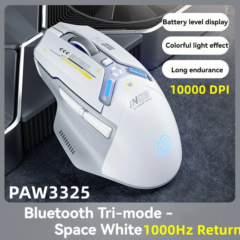 Tri-Mode Wireless Bluetooth Gaming Mouse 10000 DPI RGB Rechargeable Gaming Mouse with 2.4GHz, Bluetooth 5.0 & Wired Connection for PC, Laptop & Mac