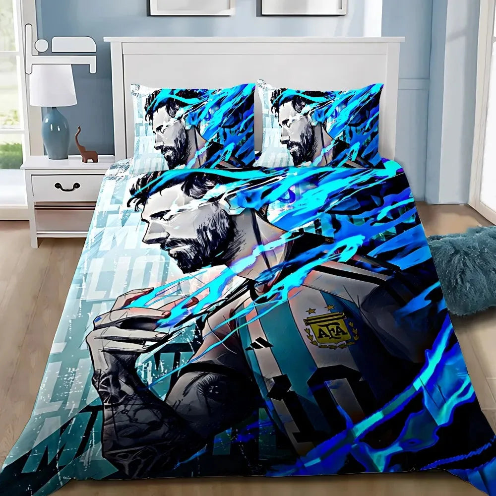 Football Star M-messis Duvet Cover Pillowcase Bedding Set Adult Boy Girl Bedroom Decoration Children Single Double Large Size