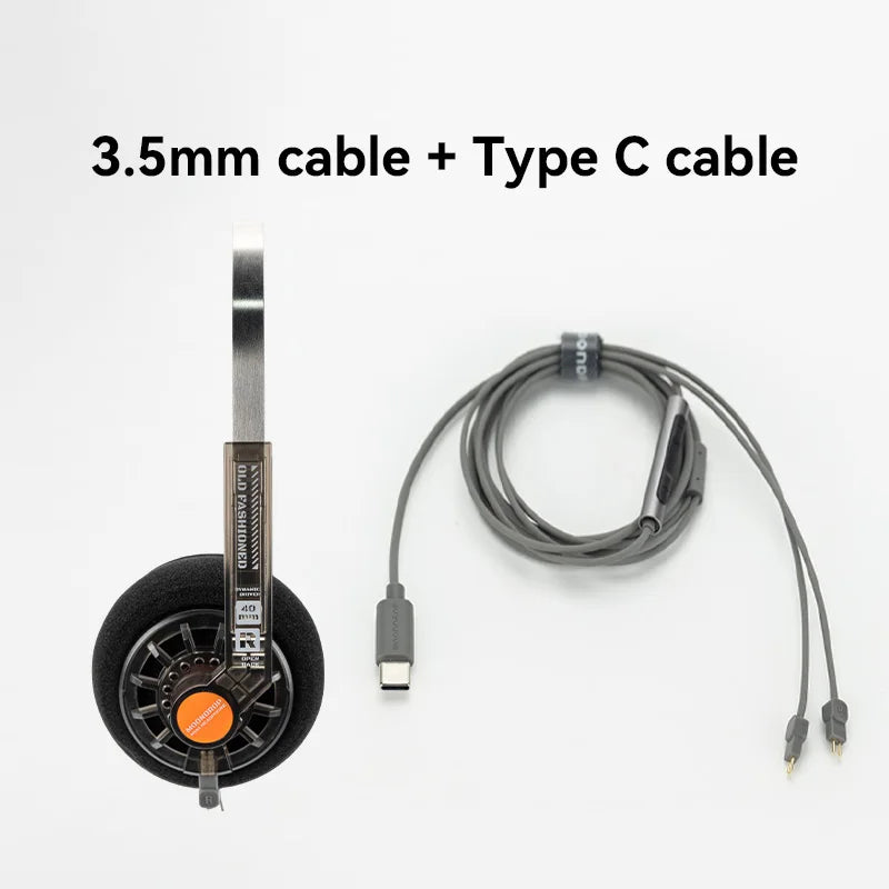 MOONDROP OLD FASHIONED On-Ear Headphones 40mm Dynamic Driver Wired Headphones with 3.5mm Plug, HiFi Audio Headset with Volume Control