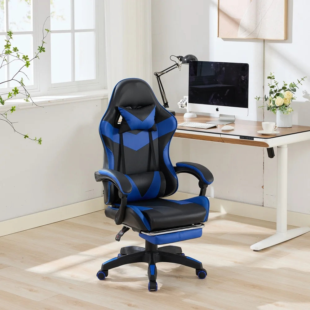 Ergonomic Rotating Gaming Chair, 360 Reclining Office Chair ° Pivoting, Height-Adjustable, Footrest, Headrest