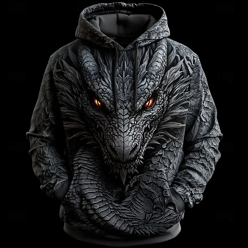 Men's Dragon 3D Hoodies Sweatshirts Fashion Cool Daily Long Sleeve Crew Neck Party Holiday Streetwear Fall Winter Tracksuit Coat