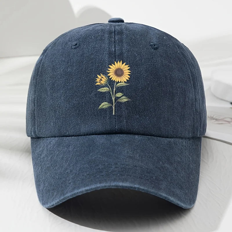Retro Sunflower Pattern Baseball Hat Dad Hat, Suitable for Outdoor Sports, Fishing and Camping, Hiking Hat