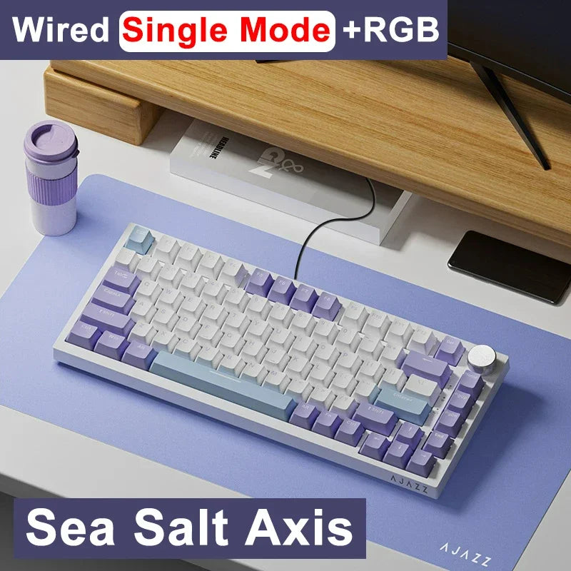 Ajazz AK820/AK820Pro Gaming Mechanical Keyboard Bluetooth 2.4G wireless/wired with hot-swappable volume buttons