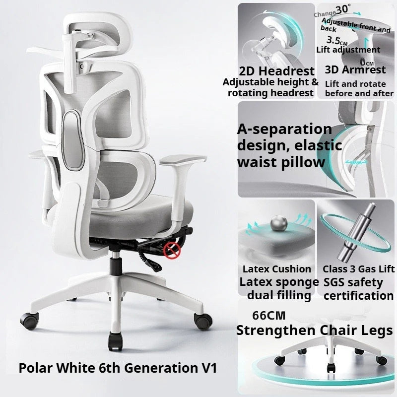 Ergonomic Study Chair High Back Office Chair with Lumbar Support, Adjustable Computer Desk Chair, Comfortable Home Work Chair with Armrests