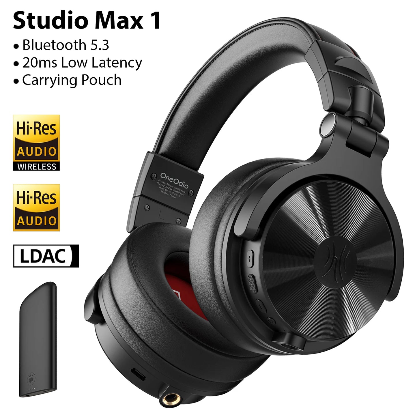 OneOdio Studio Max Wireless DJ Headphones Bluetooth 6.0 – 9ms Ultra Low Latency, Hi-Res LDAC Studio Monitor Over-Ear Headset with Microphone