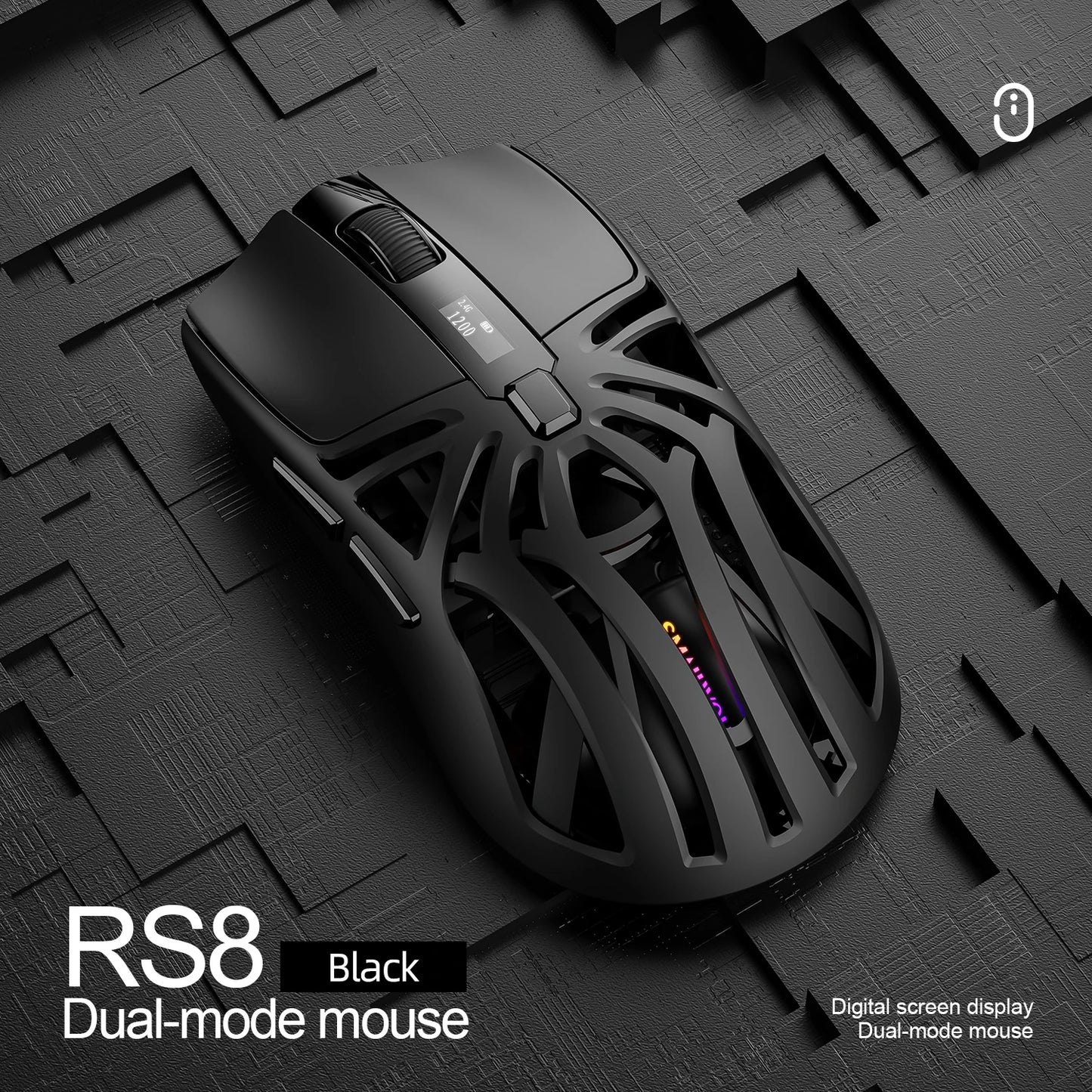SMAILWOLF RS8 Gaming Mouse Bluetooth Wireless Tri-Mode Lightweight RGB Gaming Mouse with 11200 DPI, Rechargeable Ergonomic Gaming Mouse for PC, Laptop & Mobile