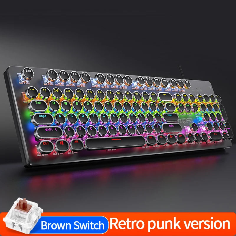 Punk Style 104-Key RGB Backlit Wired Mechanical Keyboard – Hot-Swappable Switches, for PC, Mac & Laptop Gamers