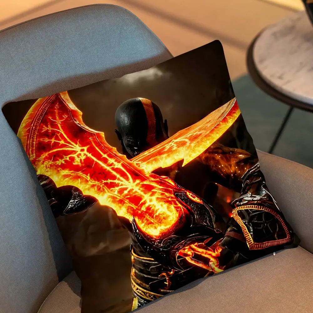 Furious Kratos game God of War Pillow Case Pillow Case Living Room Sofa Cushion Cover Suitable For Home Bedroom Room Decoration