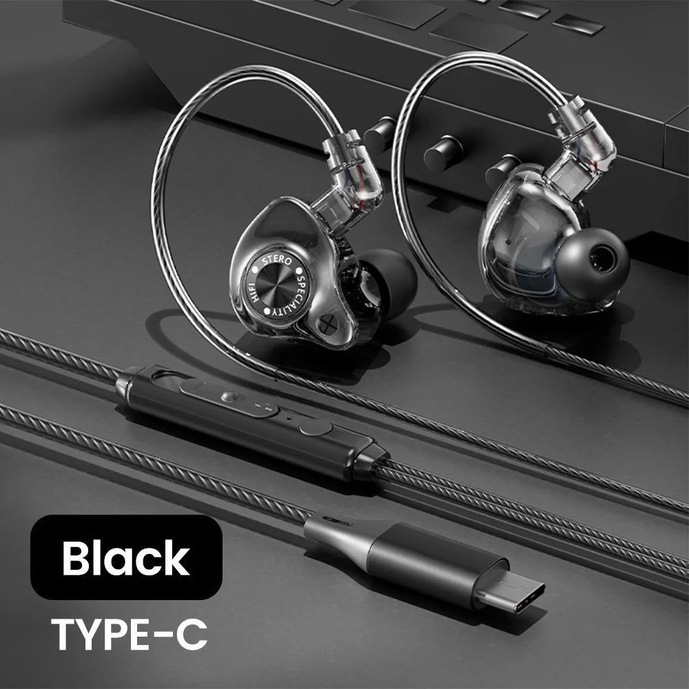 Original 15D Super Bass In-Ear Headphones with Mic – Type-C & 3.5mm AUX Wired Gaming Earphones, Noise Cancelling HiFi Deep Bass Headset for iPhone & Android