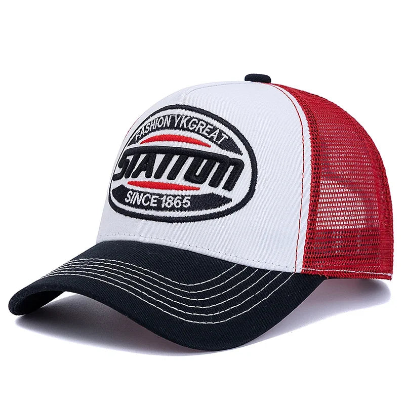 Unisex Baseball Cap Classic STATION Letter Pattern Mesh Cap Men And Women Breathable Streetwear Summer Trucker Hat
