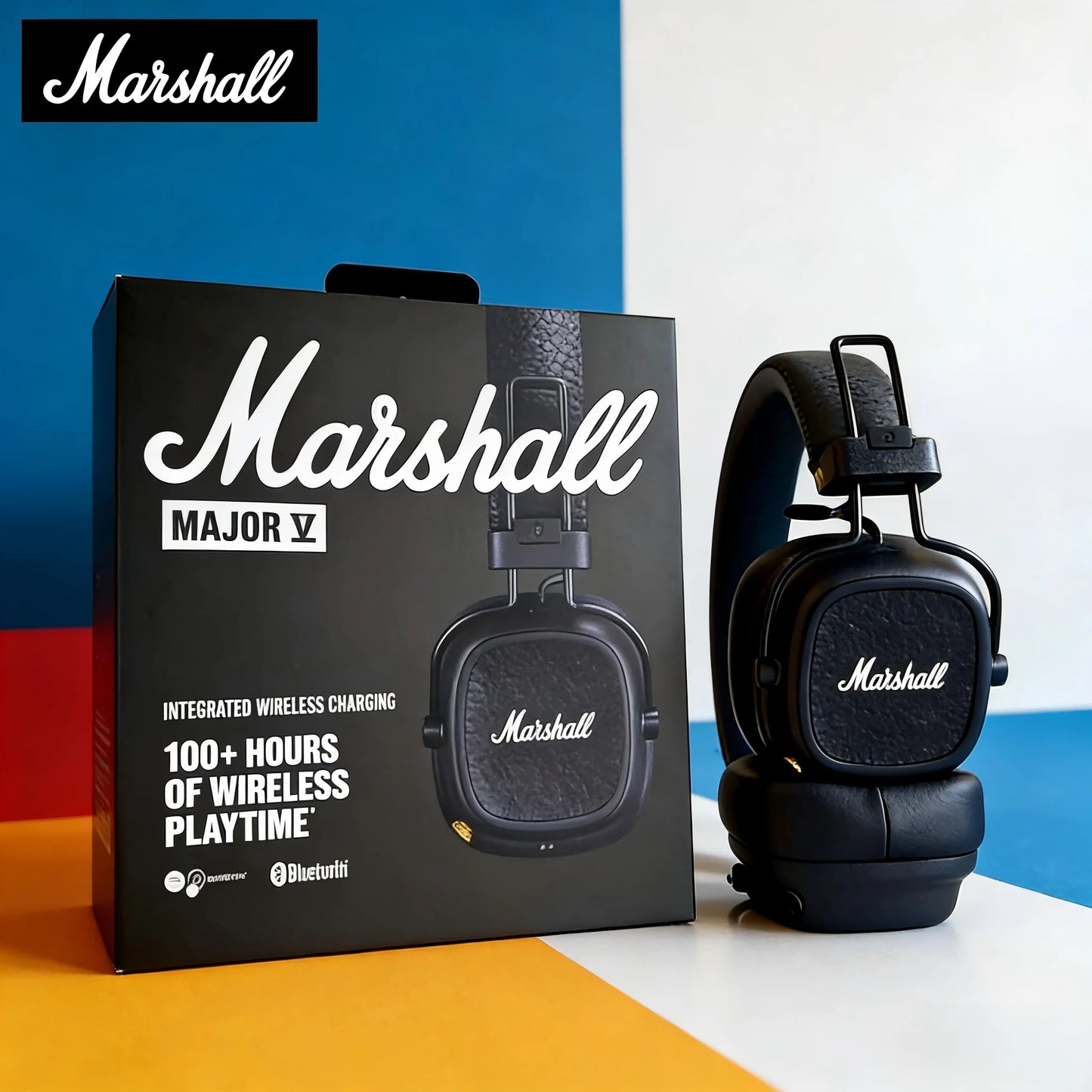 Auriculares supraaurales Bluetooth inalámbricos Marshall Major V 5 – sonido estéreo de graves profundos, headset deportivo y gaming con micrófono, auriculares inalámbricos y con cable