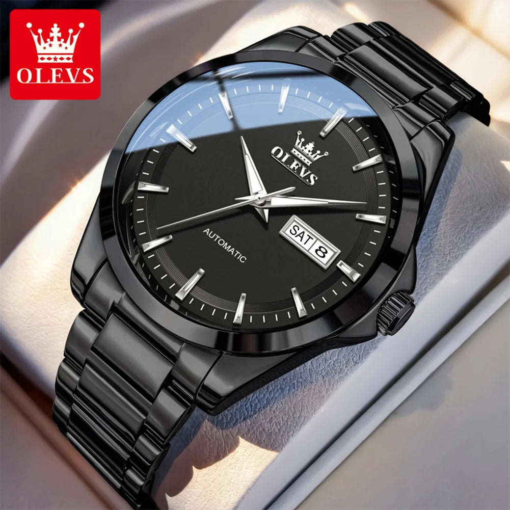 OLEVS Watches Man 7090 Luxury Original Automatic Mechanical Watch Waterproof Large Dial Week Date Watches For Man Gifts New