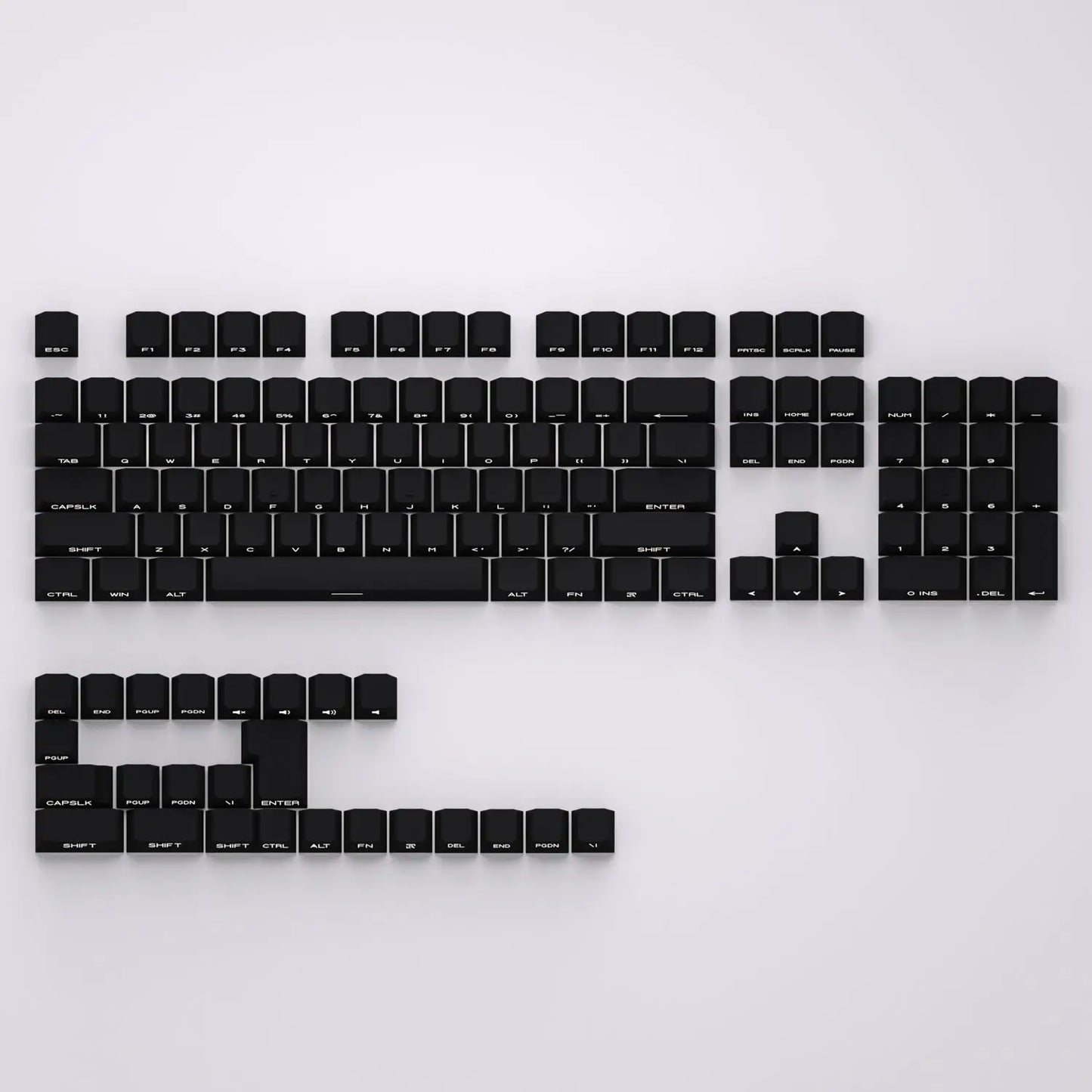 Black Side Engraved Translucent Keycap PBT 130 Key OEM Keyboard Keychain Compatible with 61/75/87/104/108 Mechanical Keyboards
