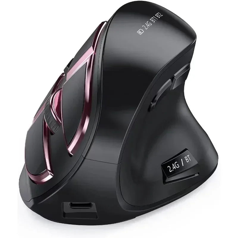 IHOYI Bluetooth Vertical Wireless Mouse Rechargeable Ergonomic Silent Mouse with 2400 DPI, USB 2.4G Wireless Mouse for Laptop & Desktop