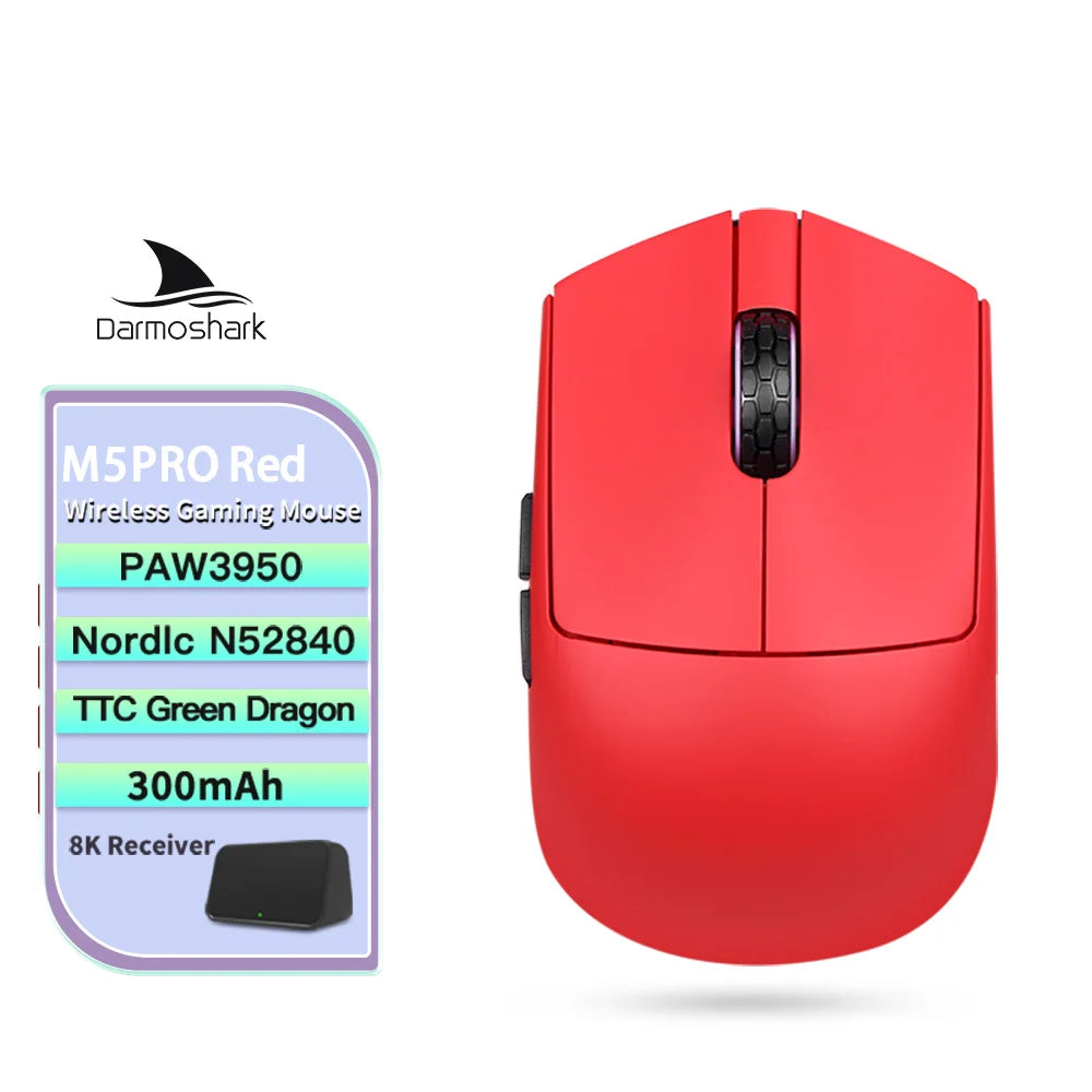 Darmoshark M5 Air Forged Carbon Fiber Gaming Mouse, Wireless 8K Gaming Mouse, 30K DPI Ultra-Lightweight Gaming Mouse for Finger Grip & Small Hands