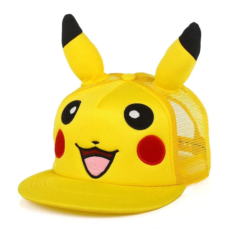 Cartoon Pikachu Cosplay Baseball Hat with Ears Cute Pokemon Baseball Cap for Adults Kids Costume Party Gift