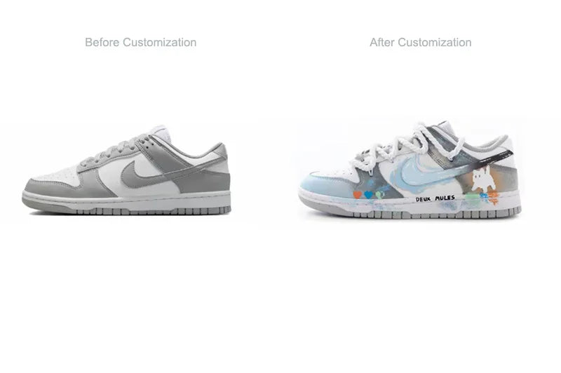 Custom Sneakers Nike Dunk Cyberpunk Graffiti Gradient Blended Artistic Low-Top Unisex Skate Shoes