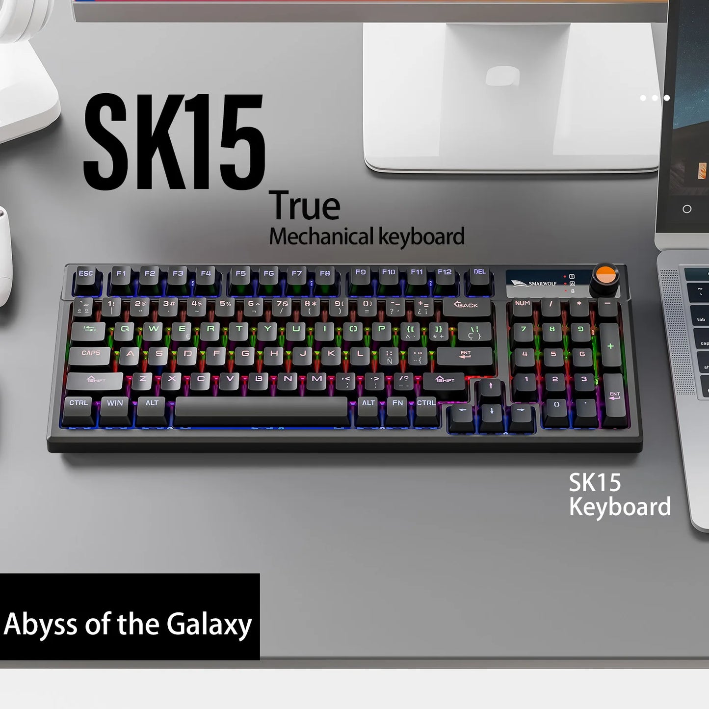 SMAILWOLF SK15 Laptop Gaming Wired Mechanical Keyboard Full Key Rollover Customized in Spanish