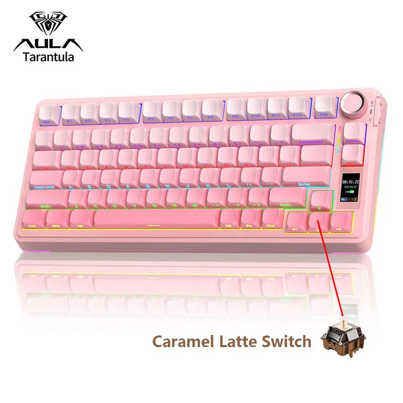AULA S75 PRO Wireless Mechanical Keyboard with Screen Knob 75% Hot Swappable Gaming Keyboard with Pre-lubed Switches RGB Backlit