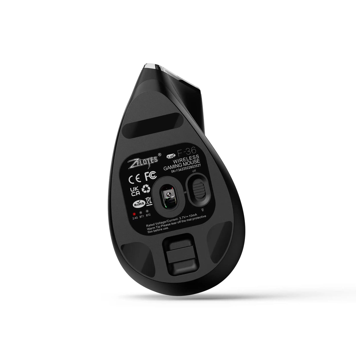 ZELOTES F36 Vertical Wireless Mouse Bluetooth Ergonomic Mouse, Rechargeable 2.4G Wireless Gaming Mouse, 2400 DPI Programmable Mouse for Laptop & PC