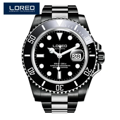 LOREO Original Men Business Watch 20ATM Waterproof Wristwatch Top Brand Casual Sport Seagull Automatic Mechanical Watch Men