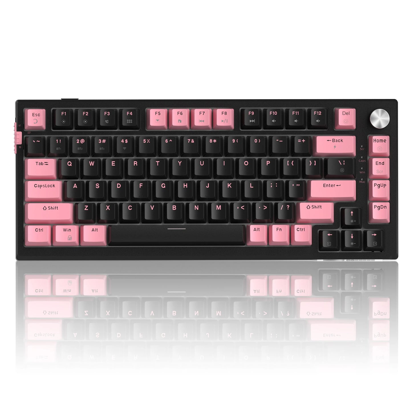 MageGee SKY81 Teclado mecánico gaming 75%, RGB, gasket, hot swappable, con cable, personalizable, sonido cremoso, amortiguación acústica y perilla