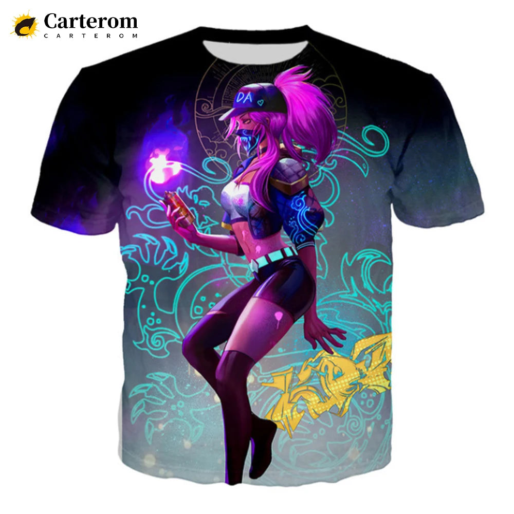 Sexy Akali 3D Print T-shirt League Of Legends T Shirt Men Women Fashion Casual Harajuku Style Tshirt Streetwear Cool Tops