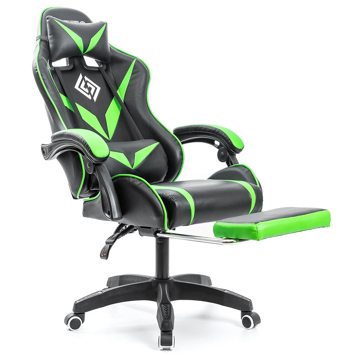 Ergonomic Gaming Chair with Massage, Footrest & Lumbar Support, Reclining Computer Gaming Chair with Adjustable Armrest and Headrest