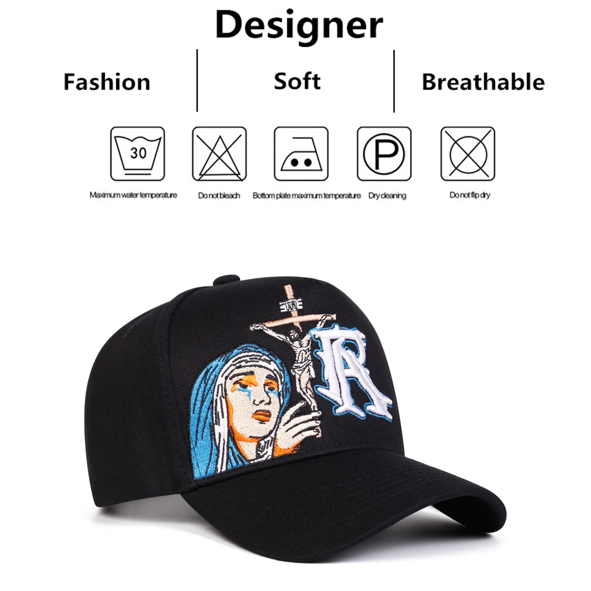 Unisex R Prayer Embroidery Baseball Caps Spring Autumn Outdoor Adjustable Casual Hats Sunscreen Hat Sports Cap