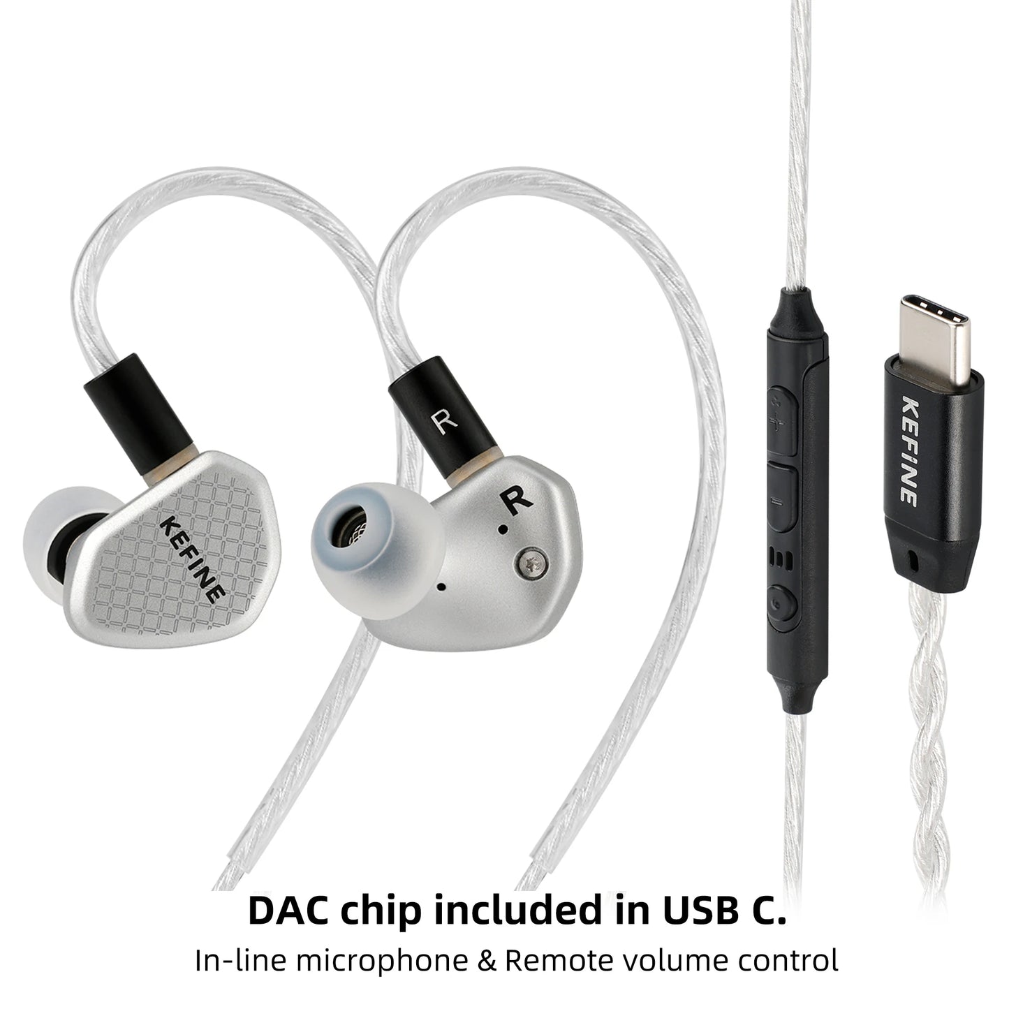 Angelears Kefine Klean SV 10mm DLC Diaphragm Dynamic Driver IEMs – Hi-Fi In-Ear Earphones with Interchangeable Nozzles & Silver-Plated SPC Cable