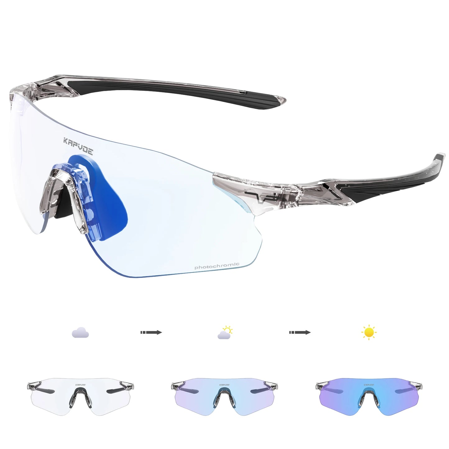 Kapvoe New Outdoor Running Cycling Glasses Bike Photochromic Sunglasses Women Eyewear Men Sports Marathon Bicycle UV400 Goggles
