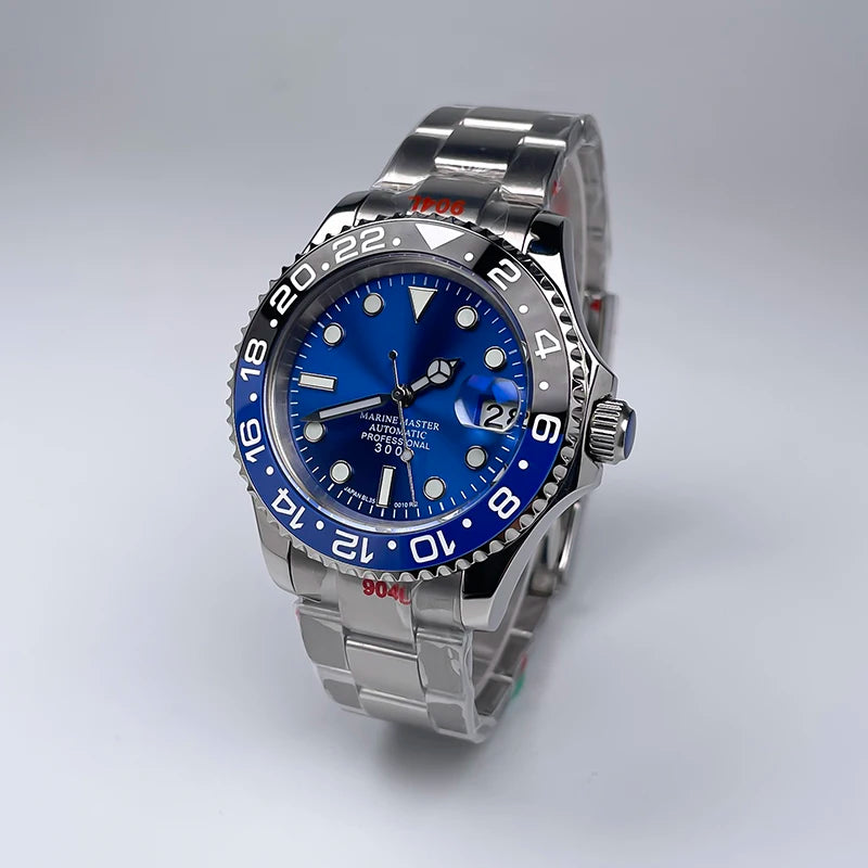 YM Style 40mm Mens Wristwatch, Bidirectional Rotate Bezel, Luminous Dial & Sapphire Crystal, Jubilee Bracelet for NH35 Movement
