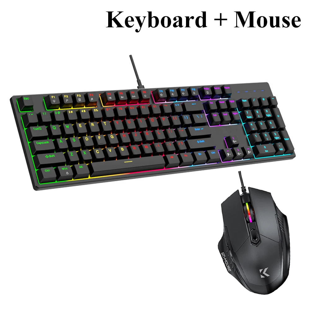 KEBIDUMEI RGB Mechanical Keyboard USB Wired Gaming Keyboard 104Keys Hot Swappable Ergonomic Keyboard Computer Accessories For PC