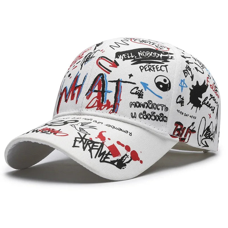New Fashion Women Men Graffiti Cotton Baseball Cap Unisex Printed Snapback Hat Hip Hop Trendy Outside Cap Hat for Men Women