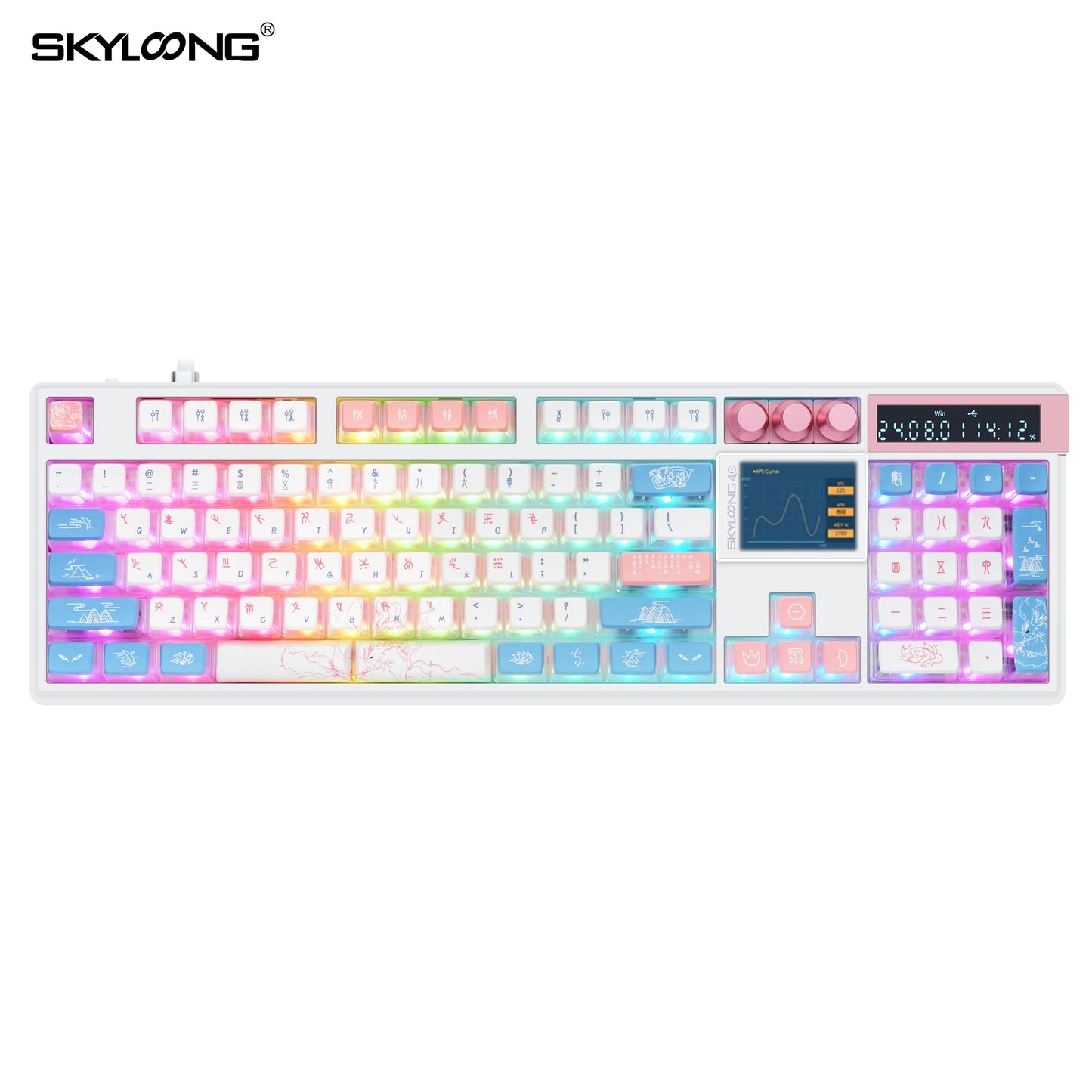 SKYLOONG GK104 Pro Wireless Mechanical Keyboar Full-Size Gamer Keyboard RGB Backlit Voice Calculator 8K Polling Rate for PC