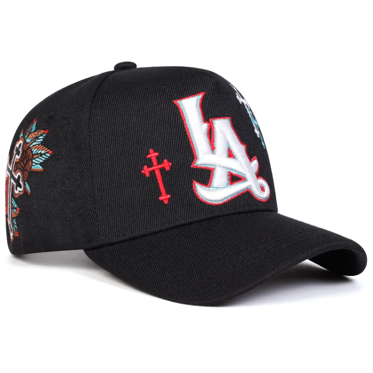 Unisex LA Letter Cross Embroidery Baseball Caps Spring and Autumn Outdoor Adjustable Casual Hats Sunscreen Hat Sports Cap