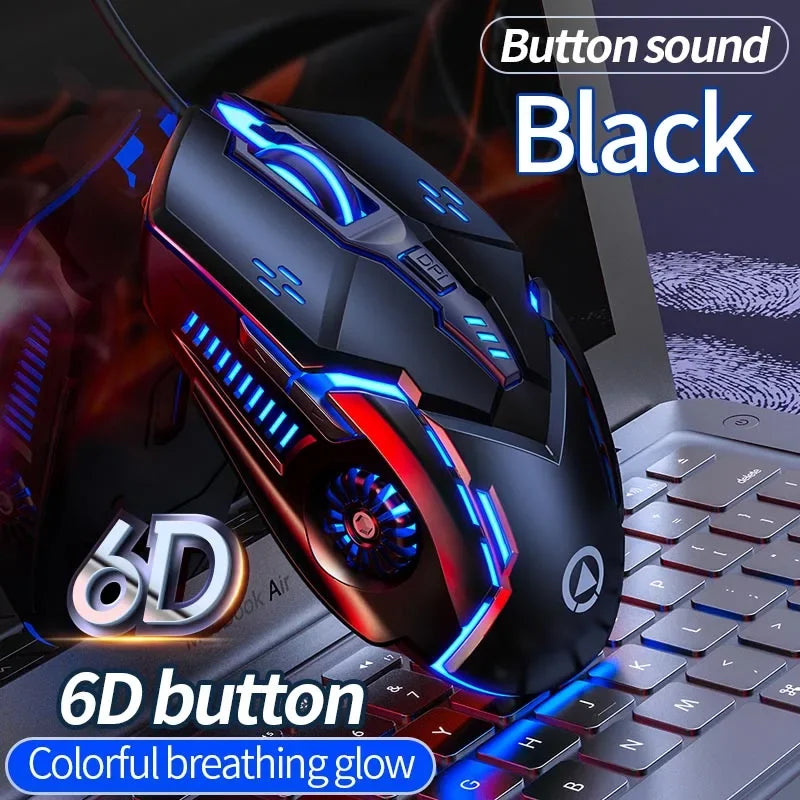 YINDIAO Ergonomic Wired Gaming Mouse RGB LED Backlit 3200DPI 6 Button Mechanical USB Mouse for PC Laptop Computer Gaming