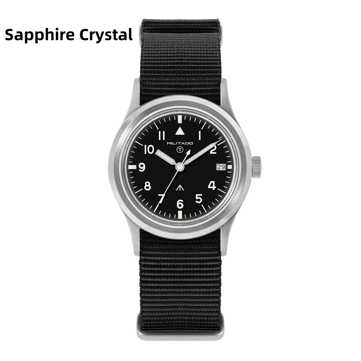 Militado ML14 36mm Watch VH31 Sweep Second Quartz Movement Watch Sapphire Crystal Super Luminous BGW9 C3 100m Waterproof Watches