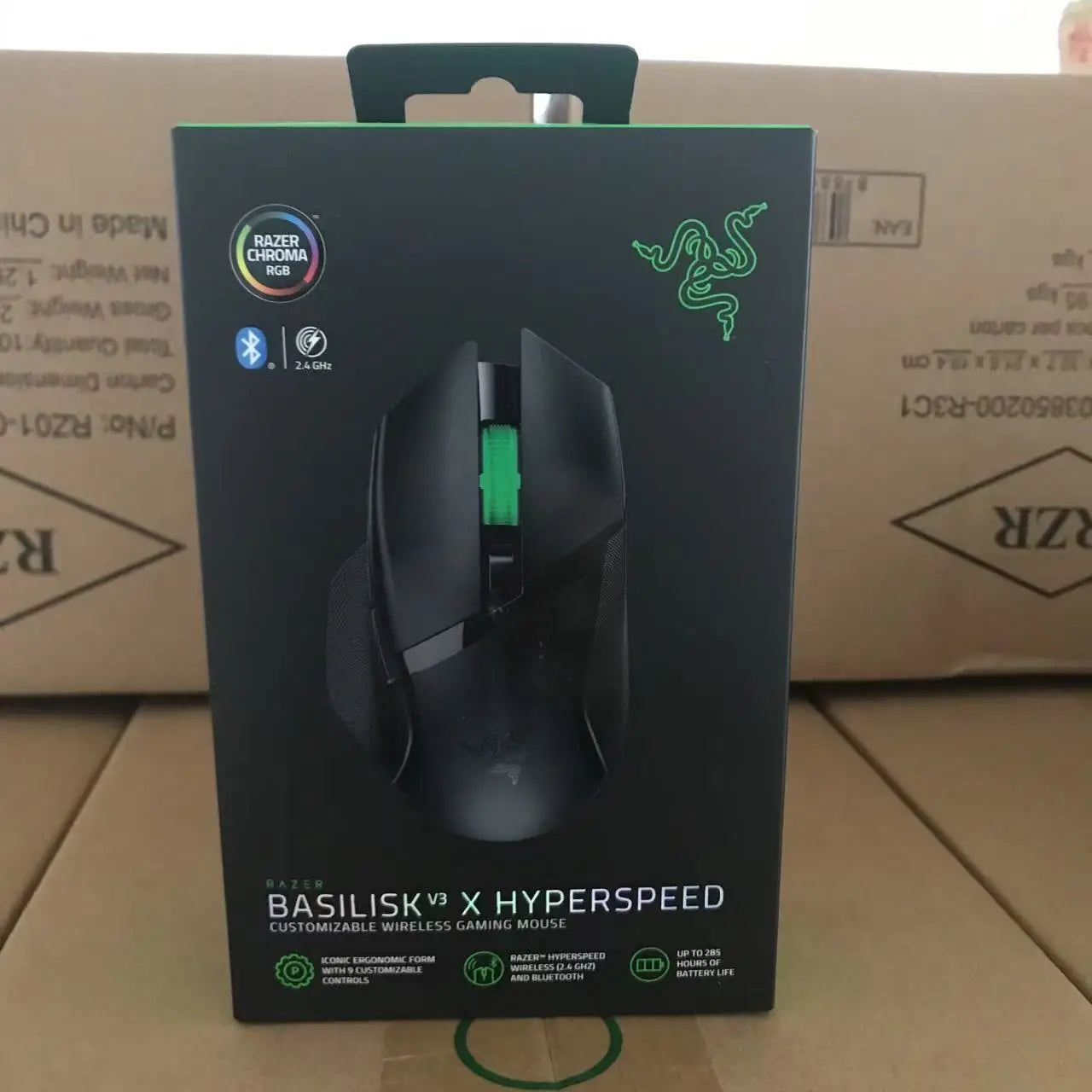 Razer Basilisk V3 X HyperSpeed Wireless Gaming Mouse, 18K DPI Optical Sensor, Chroma RGB, HyperSpeed 2.4GHz & Bluetooth Ergonomic Gaming Mouse